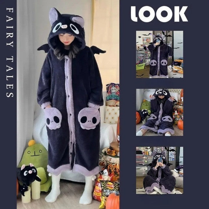 Dieren Onesie met Capuchon Warme Flanel Huispak Volwassenen Zachte Loungewear Pyjama voor Ontspanning Thuis | Sansoti