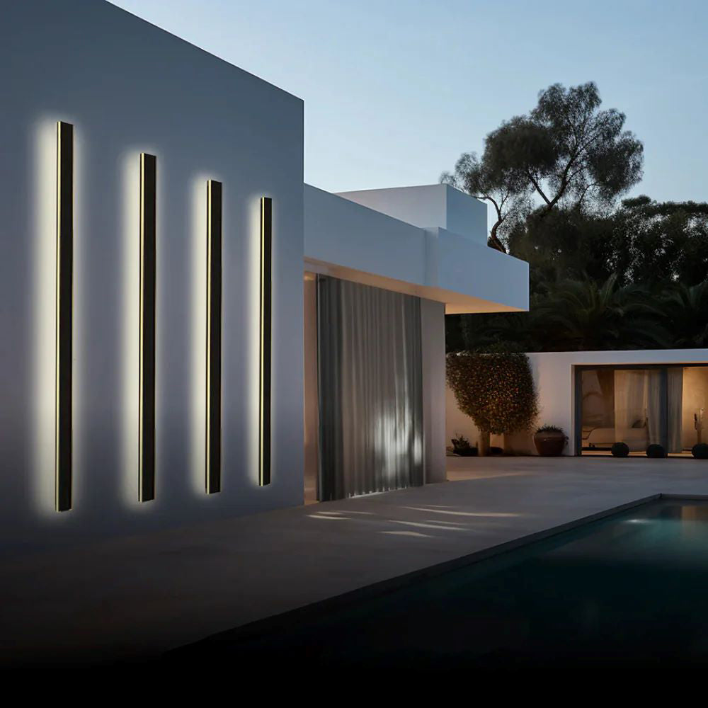 Aplique exterior LED negro de aluminio IP65 30-200cm moderno | Sansoti