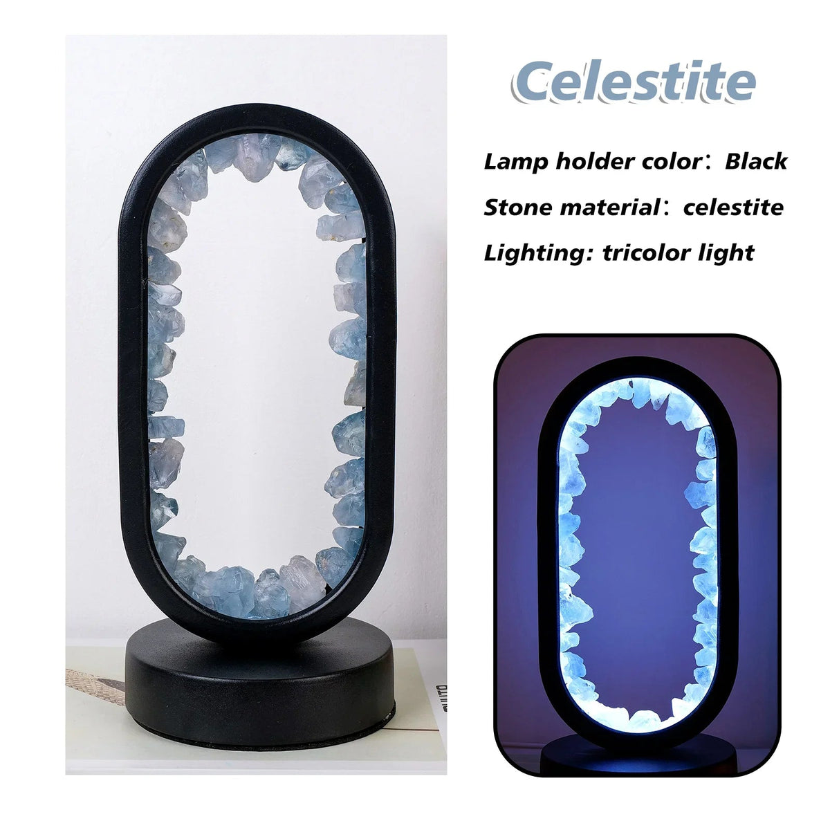 Table Lamp Amethyst Handmade Natural Crystal LED E14 Purple Pink Atmosphere Bedroom Meditation Yoga Relaxing Decoration Inner Peace | Sansoti