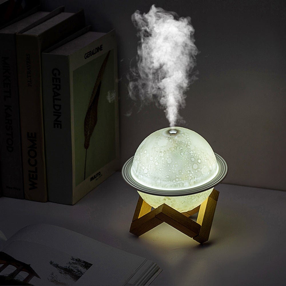 Moon-Shaped Night Light with Humidifier, 880ml, Adjustable Mist Density, Color-Changing, Bedroom | Sansoti