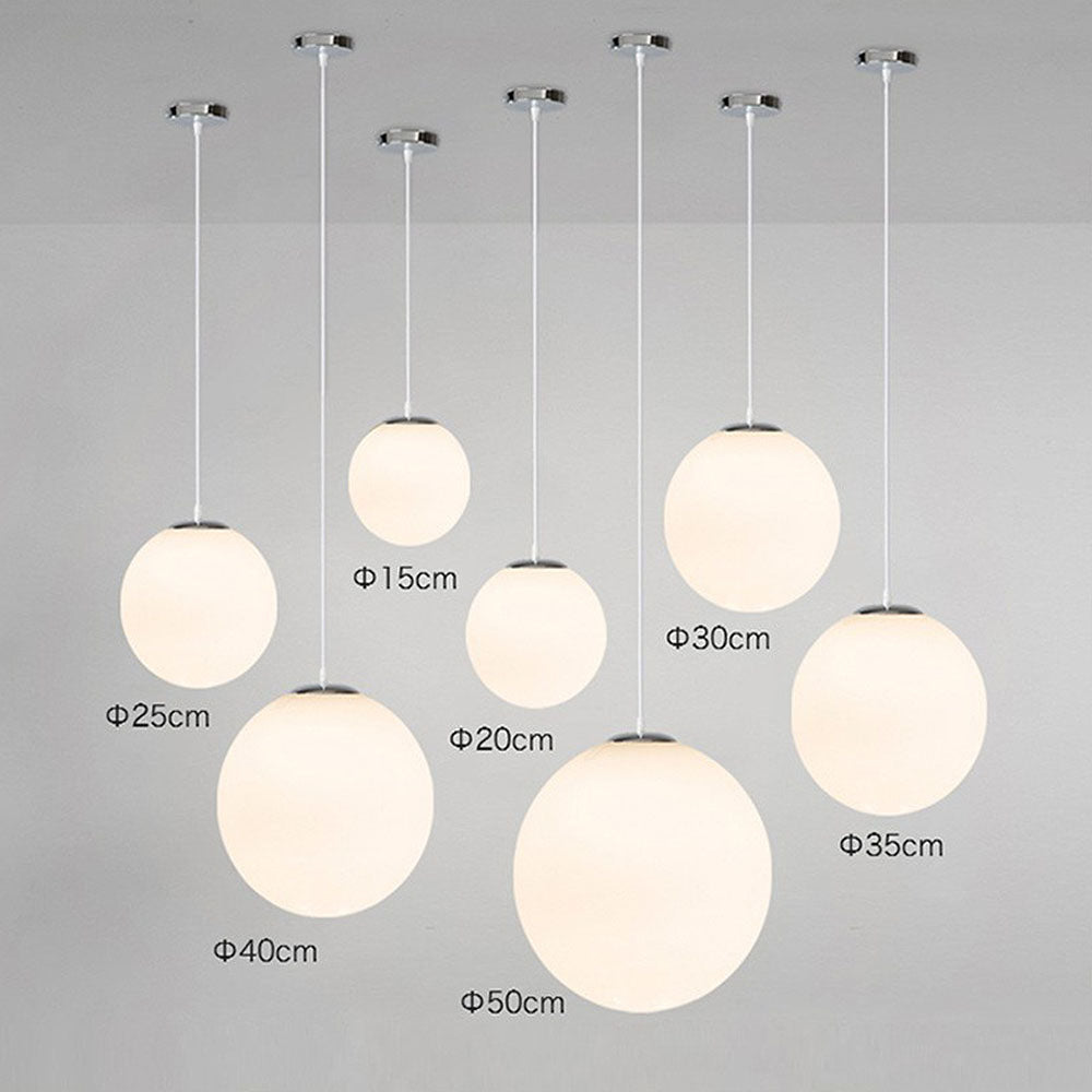 Pendant Lamp Glass Globe E27 White Dining Table Kitchen Living Room Modern Lighting Round Pendant Lamp Minimalist Interior | Sansoti