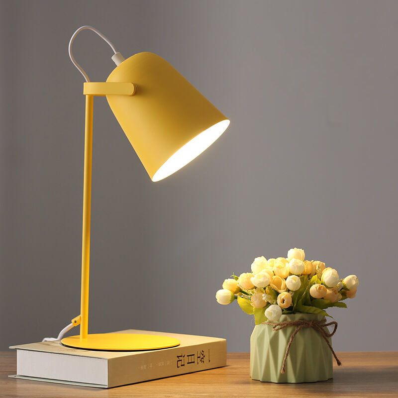 Scandinavian Bucket-Shaped Table Lamp E27 Socket 35 cm High Iron 6 Colors Ambient Light Bedroom Living Room | Sansoti