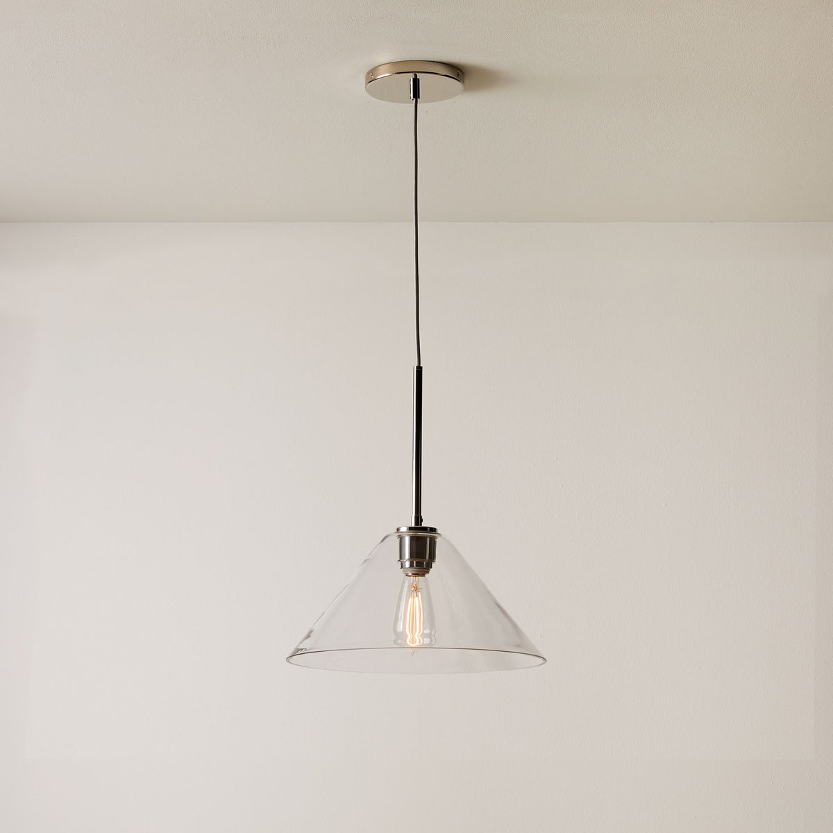 Glass Pendant Light Cone Metal Fitting E27 Transparent Frosted Glass Kitchen Lighting Dining Room Living Room | Sansoti