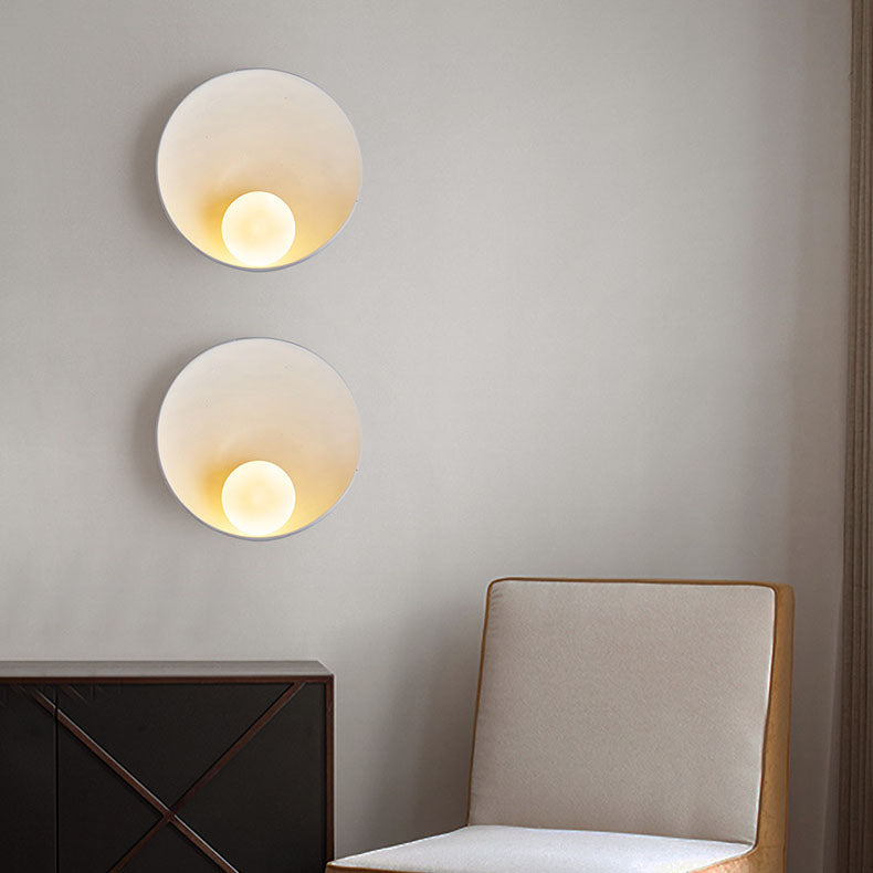 Wandlamp Resin Glas Rond 23x23cm Wit Houtkleur G4 Slaapkamer Woonkamer Sfeerverlichting | Sansoti