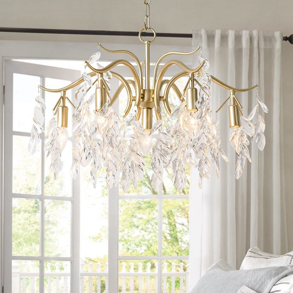 Pendant Light Crystal Metal Flower LED Lighting Dining Room Living Room Modern Luxury Design Ceiling Light Pendant Lighting | Sansoti