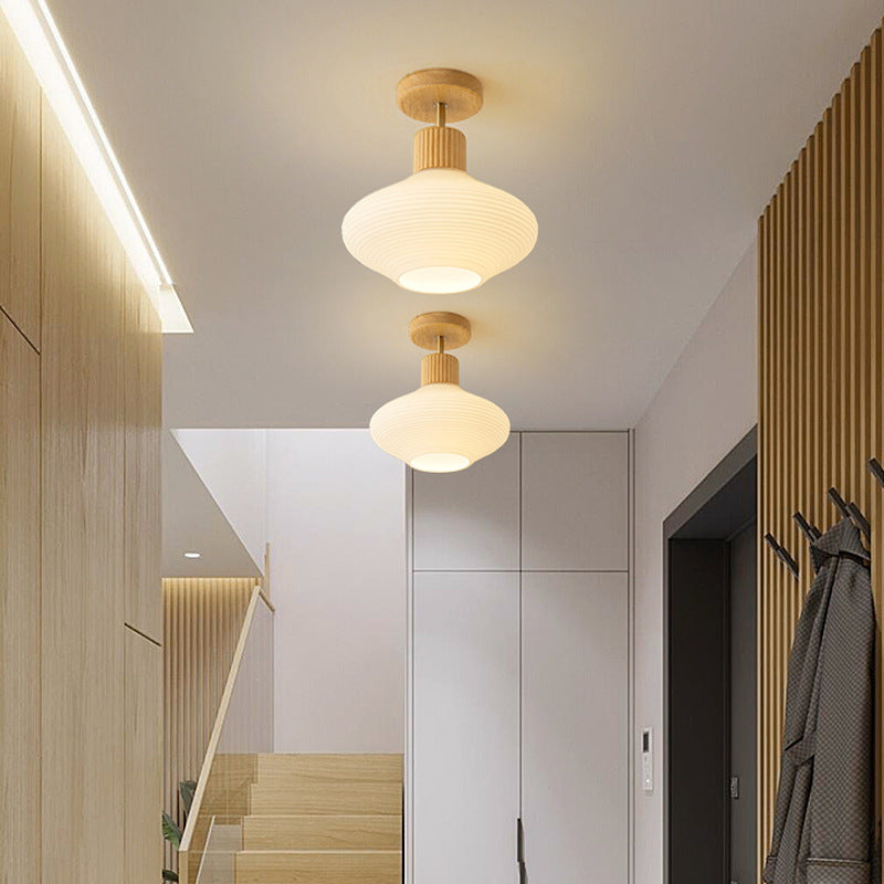 Japandi Deckenlampe Holz & Glas – Natürliche Eleganz für Flur, Wohnzimmer und Schlafzimmer | Sansoti