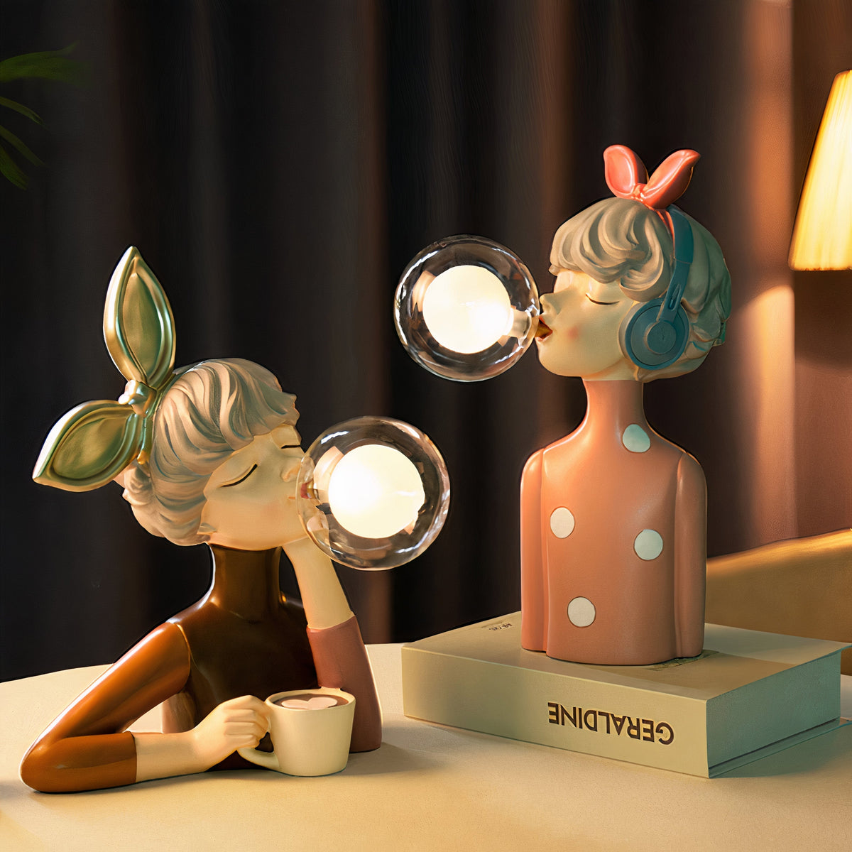 Artisan Table Lamp Handmade Resin & Glass USB Rechargeable | Sansoti