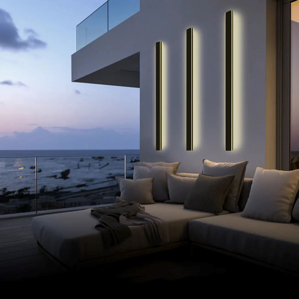 Aplique exterior LED negro de aluminio IP65 30-200cm moderno | Sansoti
