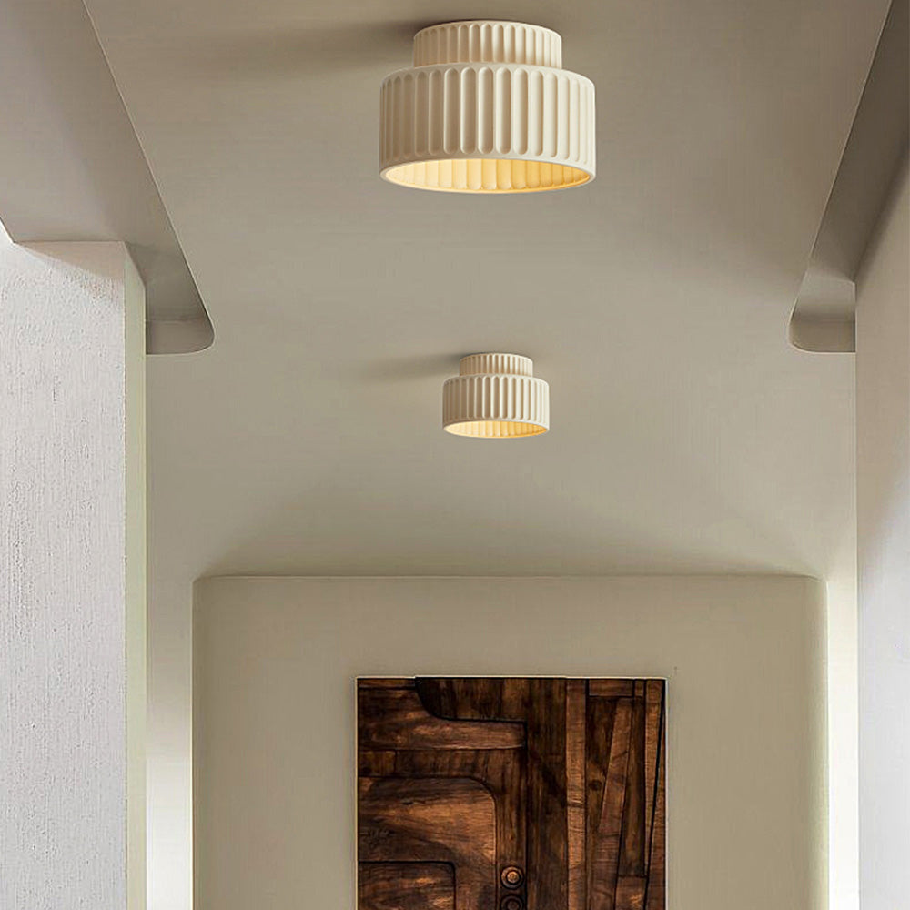 Ceiling Lamp Ribbed Resin E27 White Compact Modern Interior Living Room Kitchen Bedroom Retro Design Ceiling Light | Sansoti