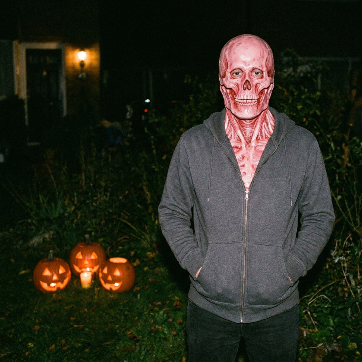 Masque d’Halloween à double couche avec visage de clown amovible et mâchoire mobile pour adultes - Carnaval | Sansoti