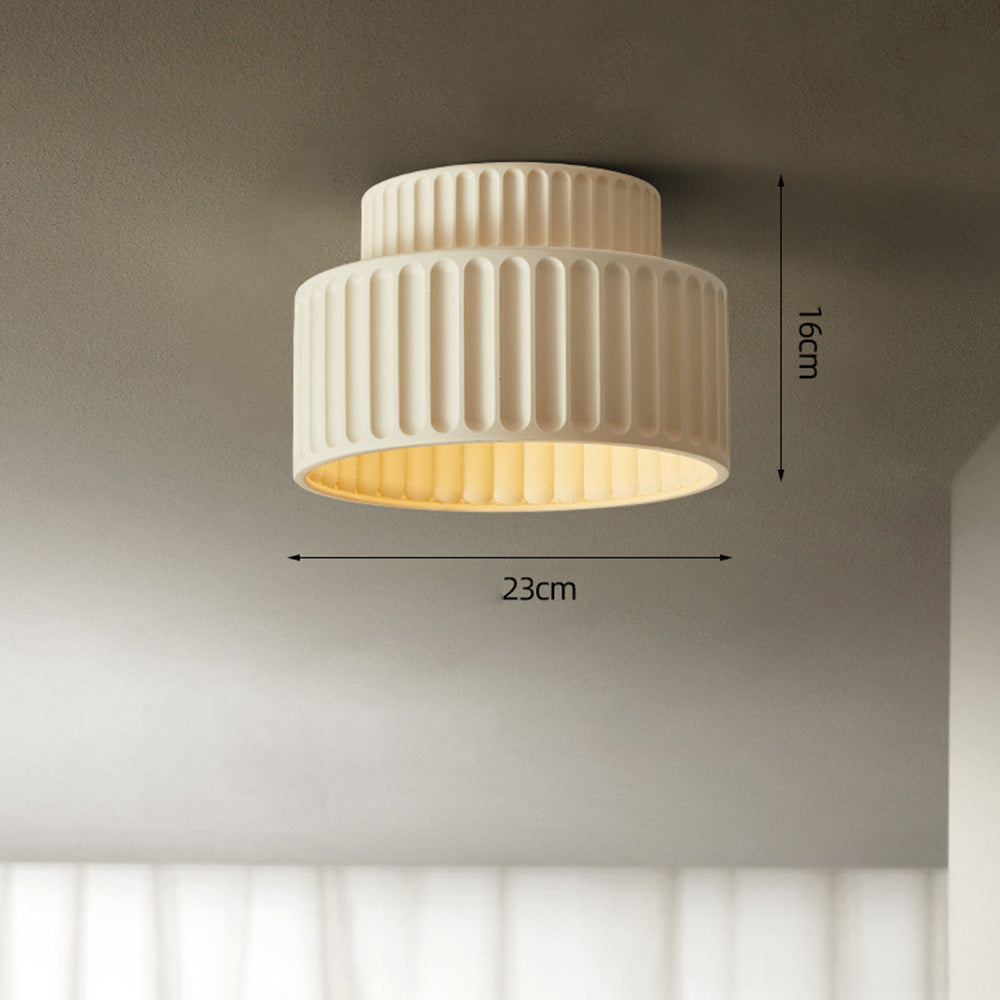 Ceiling Lamp Ribbed Resin E27 White Compact Modern Interior Living Room Kitchen Bedroom Retro Design Ceiling Light | Sansoti