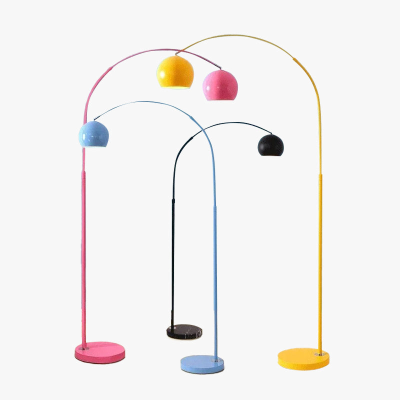 Floor Lamp Arch Shape LED Metal Black Blue Yellow Pink Silver Gold Dimmable Living Room Bedroom | Sansoti