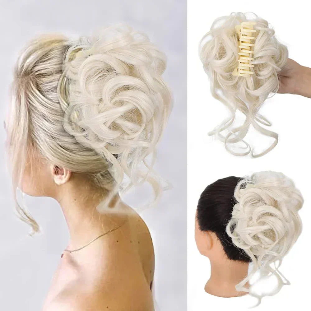 Haarknoten mit Locken – Synthetisches Haar – Clip-On-Knoten – Voluminös – Verschiedene Farben | Sansoti
