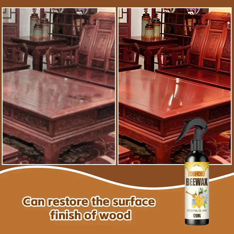 Natural Beeswax Furniture Spray 120ml Wood Clean Protect Polish Residue-Free Safe Pet-Friendly | Sansoti