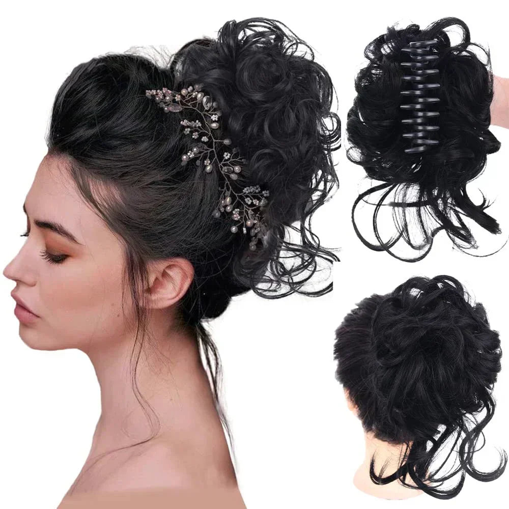 Haarknoten mit Locken – Synthetisches Haar – Clip-On-Knoten – Voluminös – Verschiedene Farben | Sansoti