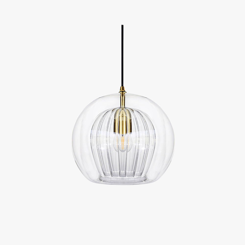 Hängeleuchte Glas rund transparent bernsteinfarben G4 LED modern 1-flammig | Sansoti