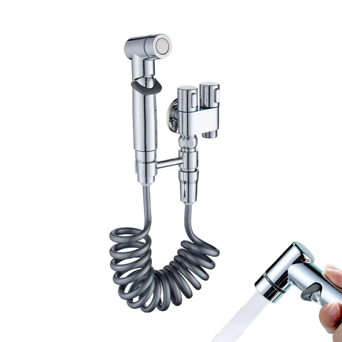 Toiletdouche met Drukregelaar en Antislip Handgreep RVS Handheld Bidet Spray voor Optimale Toilethygiëne | Sansoti