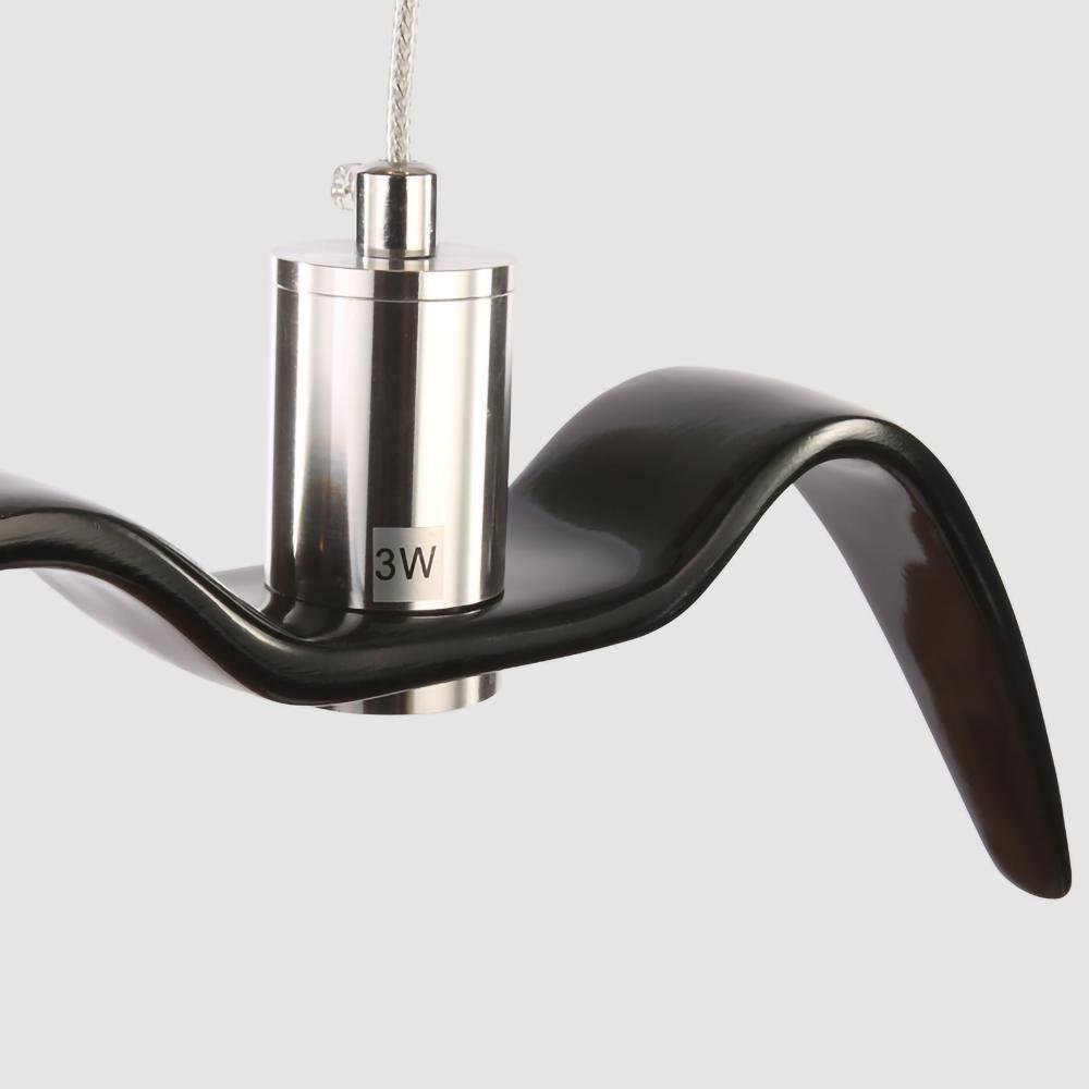 Suspension LED design oiseau résine aluminium blanc noir 3000K 4000K 6000K salon lampe pendante minimaliste organique plafonnier | Sansoti