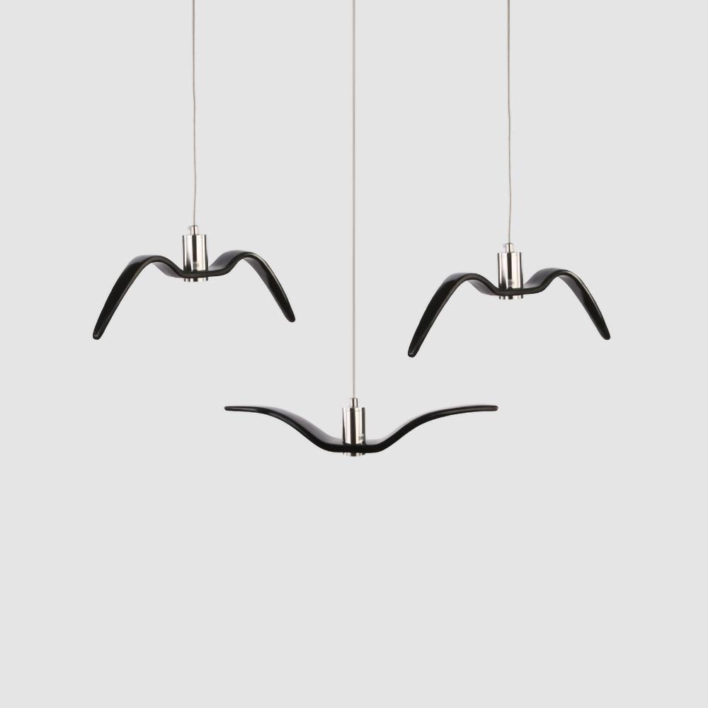 Suspension LED design oiseau résine aluminium blanc noir 3000K 4000K 6000K salon lampe pendante minimaliste organique plafonnier | Sansoti