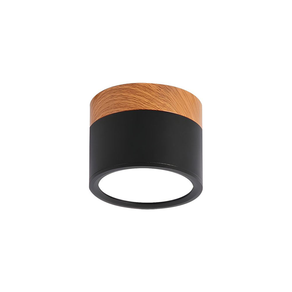 Plafonnier rond moderne en aluminium avec accents en bois et LED, éclairage scandinave pour entrée, salle à manger et salon | Sansoti