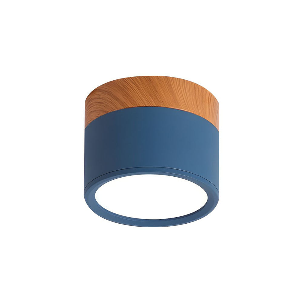 Plafonnier rond moderne en aluminium avec accents en bois et LED, éclairage scandinave pour entrée, salle à manger et salon | Sansoti