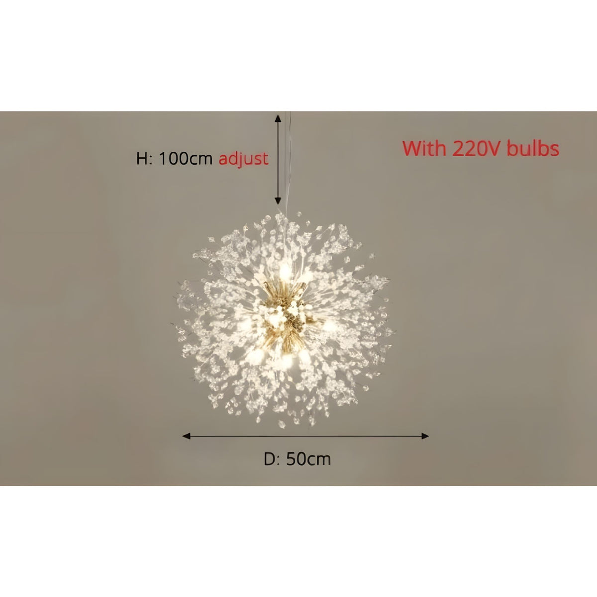 Moderner Kristall-Pusteblumen-Kronleuchter mit G9 LED und luxuriöser Metalloberfläche | Sansoti