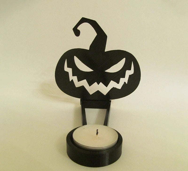 Metal Candle Holder Halloween Skull Design Black 15x8cm Ambient Light Decorative Ornament Gothic Table Decoration | Sansoti