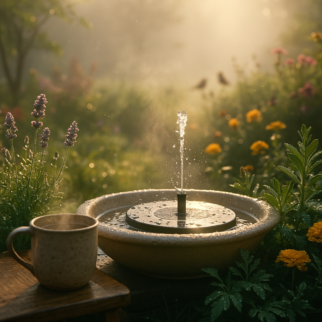 Solarbetriebene Springbrunnenpumpe für Teich, Vogelbad und Garten mit automatischem Betrieb | Sansoti