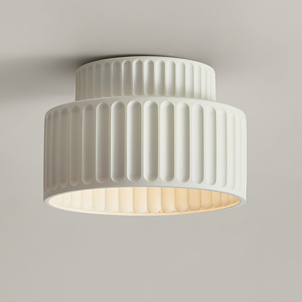 Ceiling Lamp Ribbed Resin E27 White Compact Modern Interior Living Room Kitchen Bedroom Retro Design Ceiling Light | Sansoti