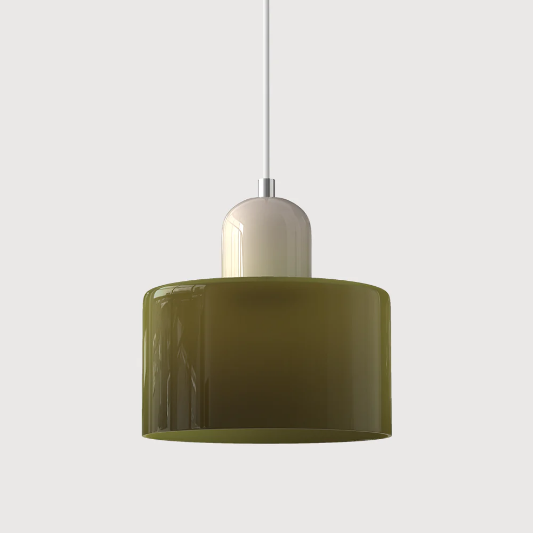 Suspension vintage en verre coloré et métal réglable, éclairage d’ambiance pour coin repas, plafonnier au design rétro | Sansoti