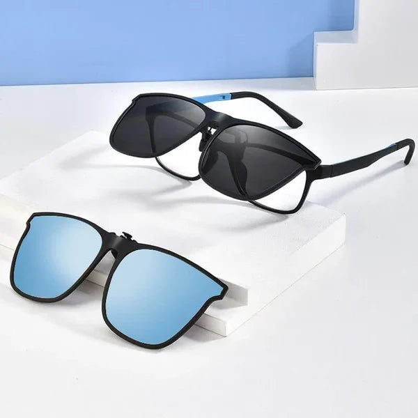 Clip-on lunettes de soleil avec embouts magnétiques Verres polarisants Protection UV400 pour porteurs de lunettes | Sansoti