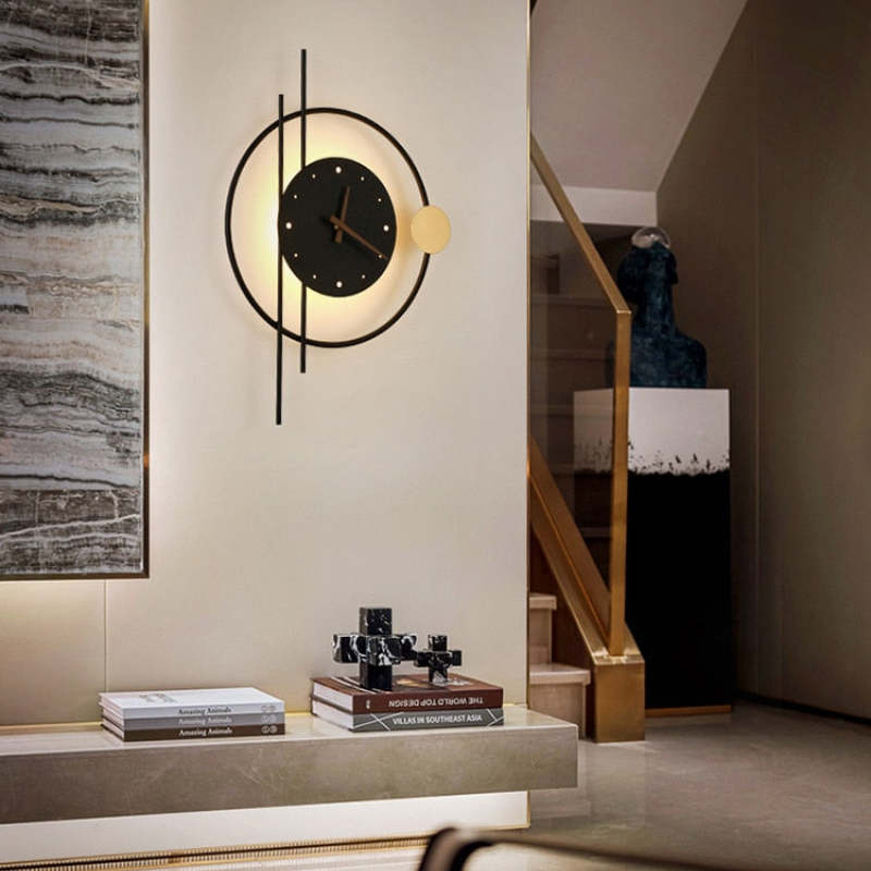 Wandklok Met LED Verlichting Metaal Acryl Zwart Goud Decoratief Modern Design Woonkamer Slaapkamer Interieur | Sansoti
