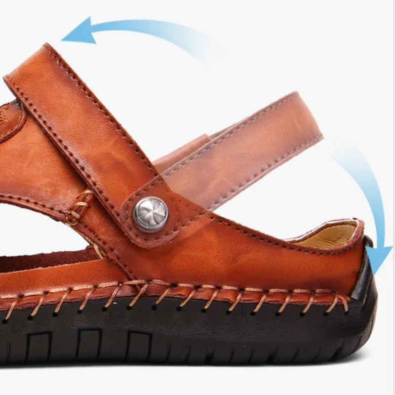 Orthopedic Men's Leather Sandals – Comfortable Summer Slippers with Slip-Resistant Sole Casual Mules | Sansoti