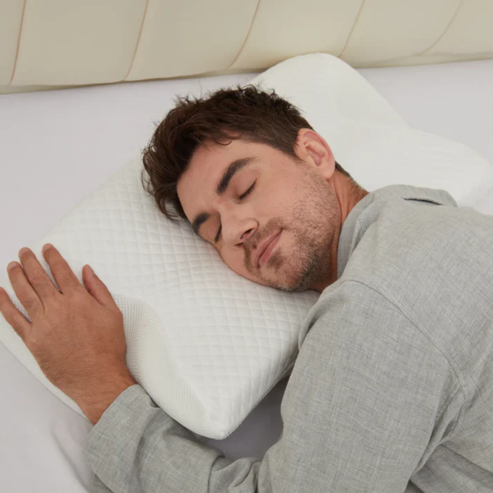 Ergonomic Neck Pillow with Memory Foam for Back and Side Sleepers White Breathable Memory Foam Head Pillow | Sansoti