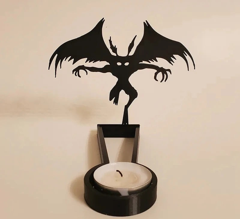 Metal Candle Holder Halloween Skull Design Black 15x8cm Ambient Light Decorative Ornament Gothic Table Decoration | Sansoti