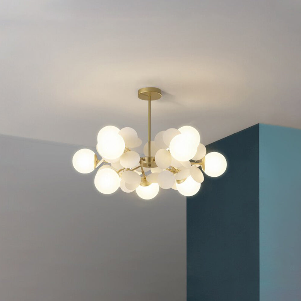 Deckenleuchte mit Blumenästen aus mehrfarbigem Glas und Metall, 4-15 Lichtquellen, naturinspiriertes Design, Wohnzimmer, Esszimmer | Sansoti