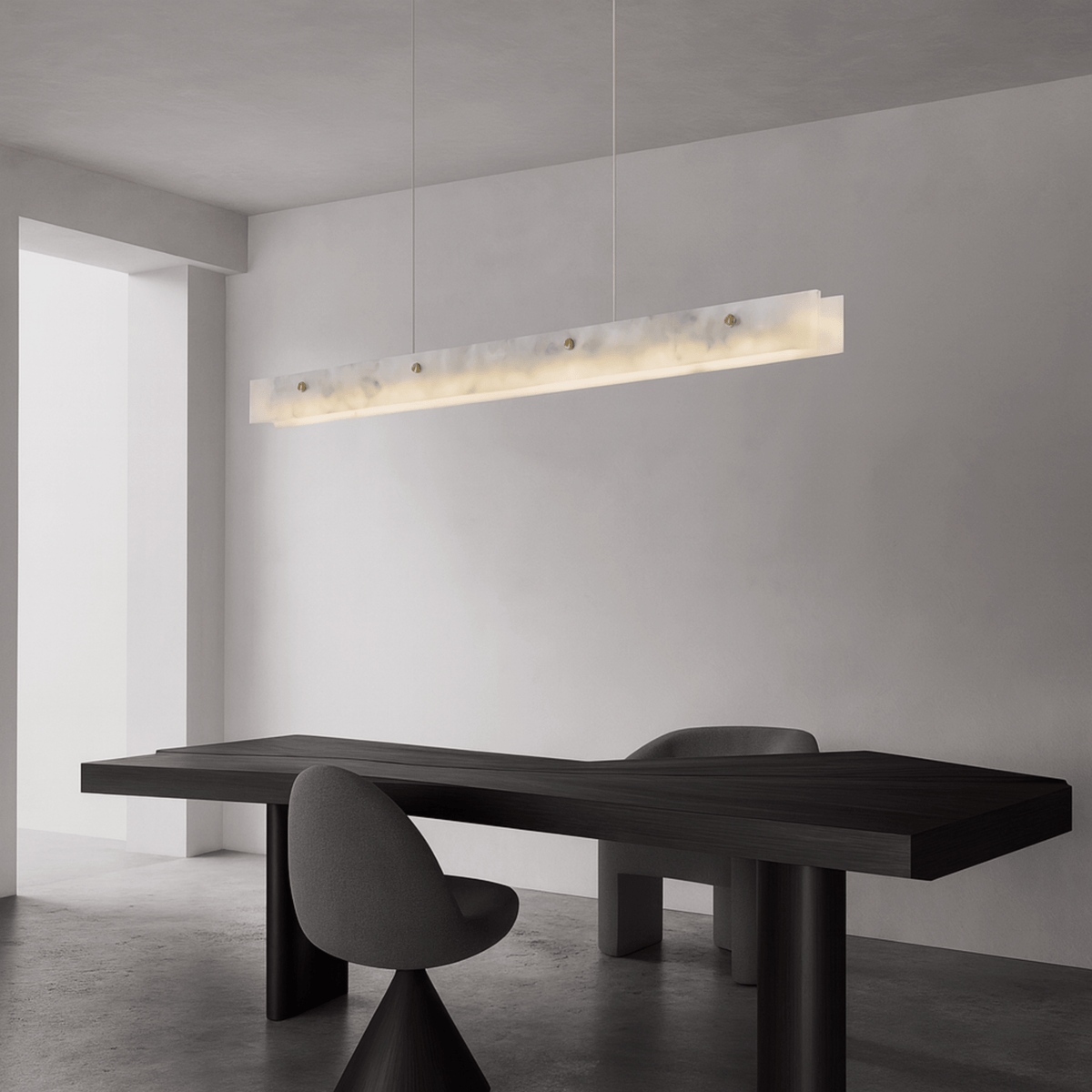 Lineaire Hanglamp Marmer Goudkleurig Design Eetkamerlamp Natuursteen LED Verlichting Keukeneiland Eettafel | Sansoti