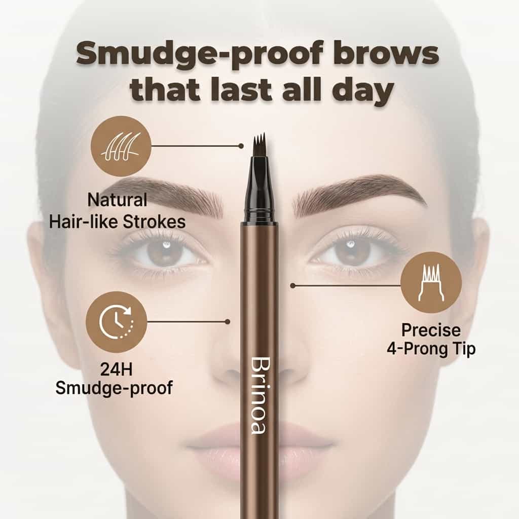 Waterproof Eyebrow Pencil Micro Precision Hair Strokes Long-Lasting 12 Hours Natural Effect Makeup | Sansoti