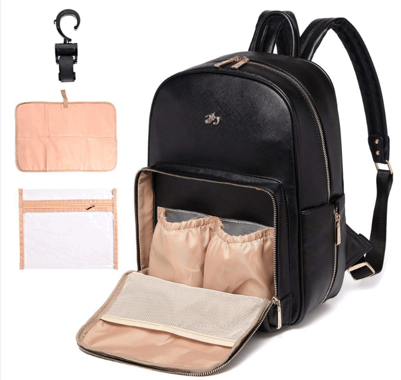 PU Leather Waterproof Diaper Bag Backpack with Changing Mat, Hooks, Organizer for Parents, Baby Travel, Storage, and Care | Sansoti