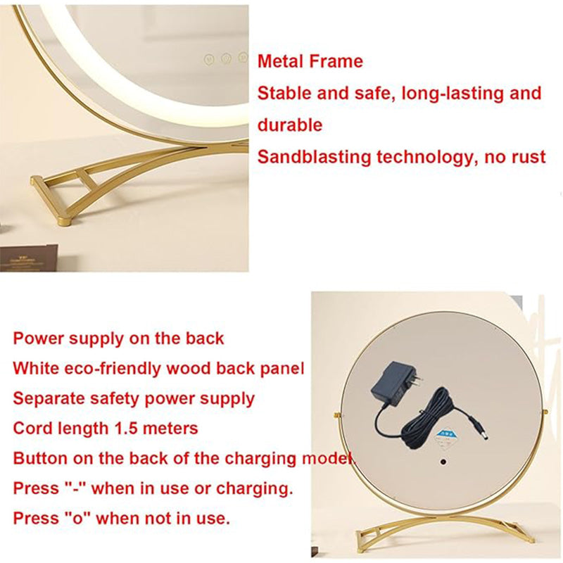 Make-up Mirror LED Lighting Rechargeable 40cm 360° Rotatable Dimmable 3 Light Modes
