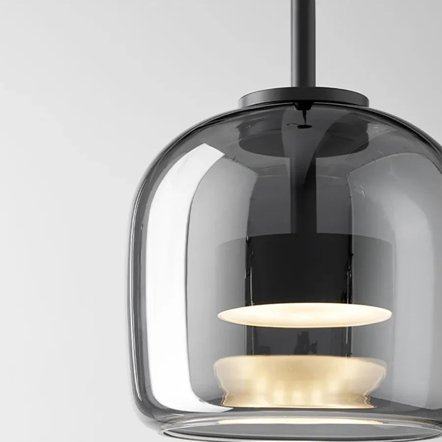 Lámpara colgante nórdica de vidrio LED, coñac y gris ahumado, estilo escandinavo | Sansoti