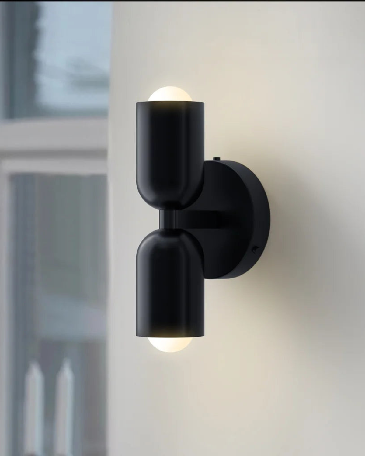 Wall Lamp Double Round Shade Black Frame Warm Ambient Light Bedroom Living Room Hall Minimalist Wall Lighting Modern Japandi Scandinavian Interior | Sansoti