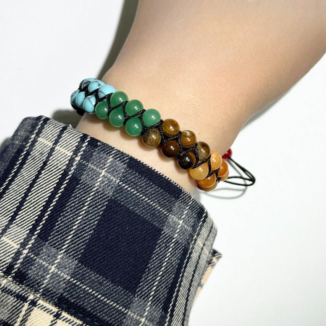 Adjustable Chakra Bracelet Natural Stone Energy Beads Meditation Yoga Spiritual Wellness Unisex Jewelry | Sansoti