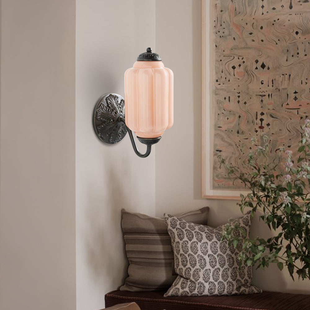 Vintage Wandleuchte mit Milchglas und geöltem Messing – Klassische Retro-Beleuchtung für Flur, Schlafzimmer, Wohnzimmer | Sansoti