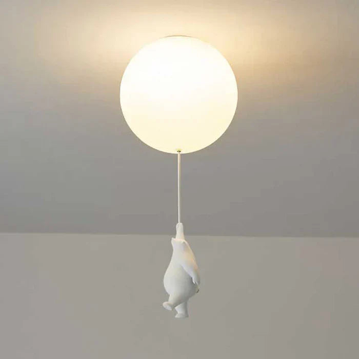 Lámpara colgante infantil con oso y globo, divertida lámpara de techo con luz led cálida para dormitorio y sala de estar | Sansoti