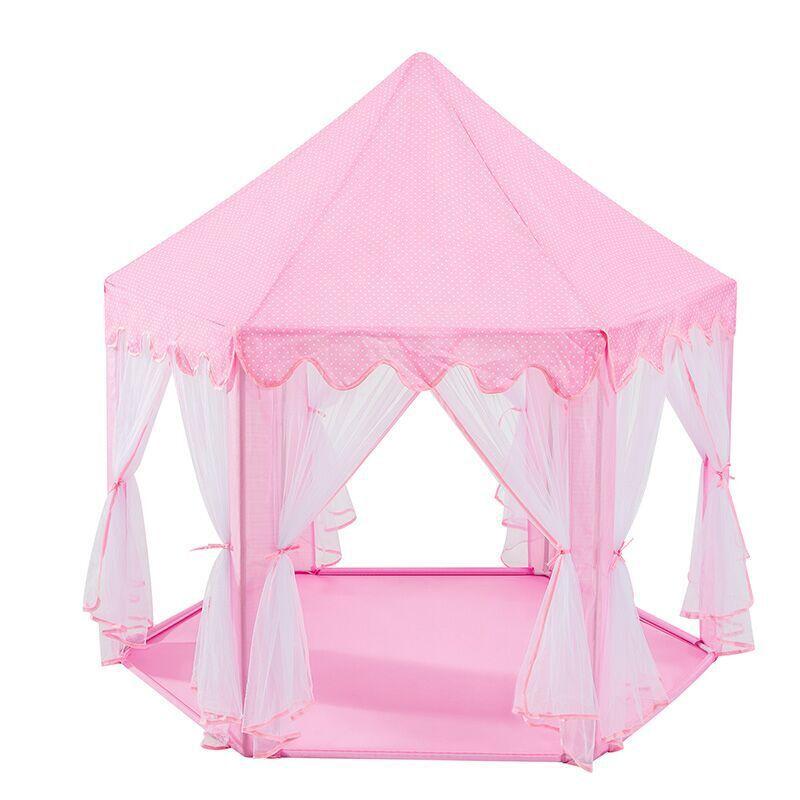 Princess Castle Play Tent, Hexagonal, 140 cm, Pink and Blue, Indoor and Outdoor, Foldable, Children's Room, Role-Play | Sansoti