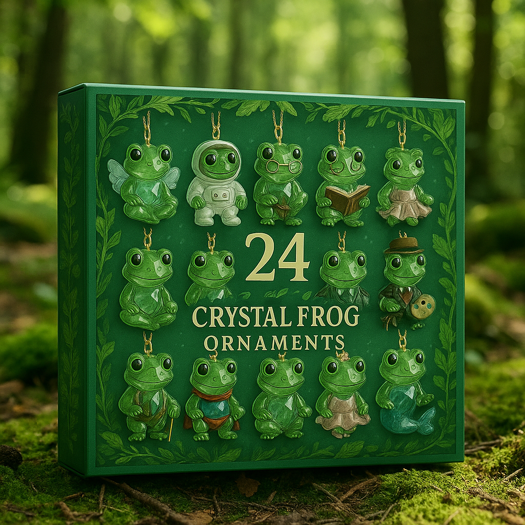 Adventskalender Kikker Kristal met 24 Decoratieve Beeldjes voor Natuurliefhebbers Uniek Kerstcadeau Woonkamer | Sansoti