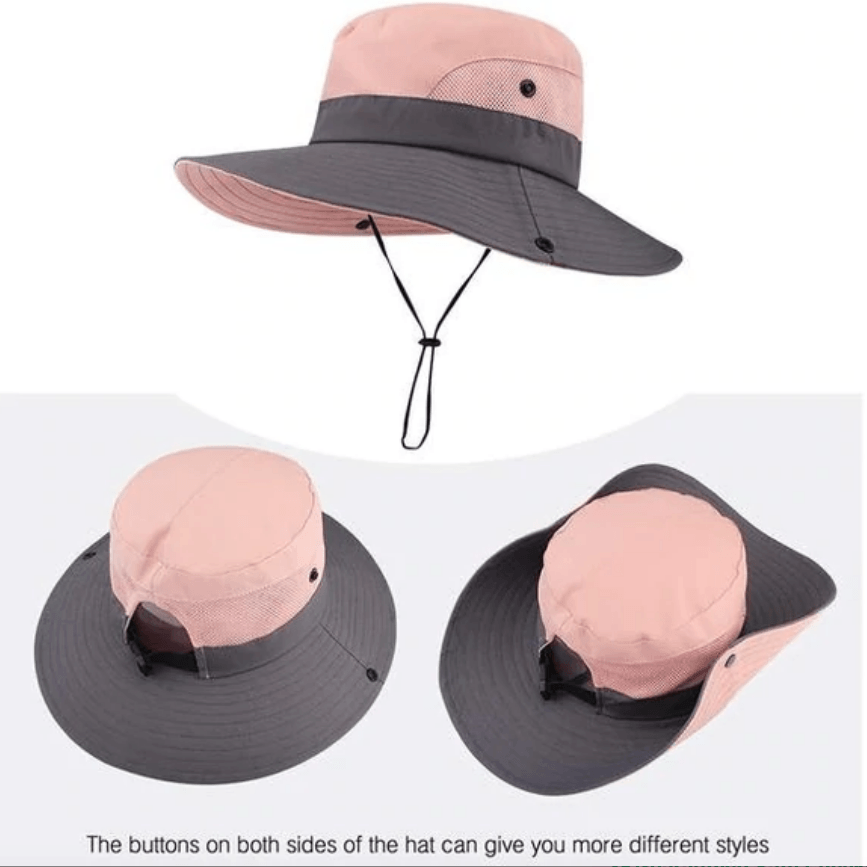 Foldable Sun Hat Polyester UV Protection Wide Brim Unisex 56-60cm | Sansoti