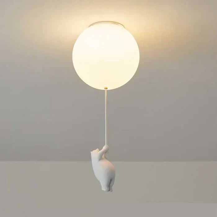 Lámpara colgante infantil con oso y globo, divertida lámpara de techo con luz led cálida para dormitorio y sala de estar | Sansoti