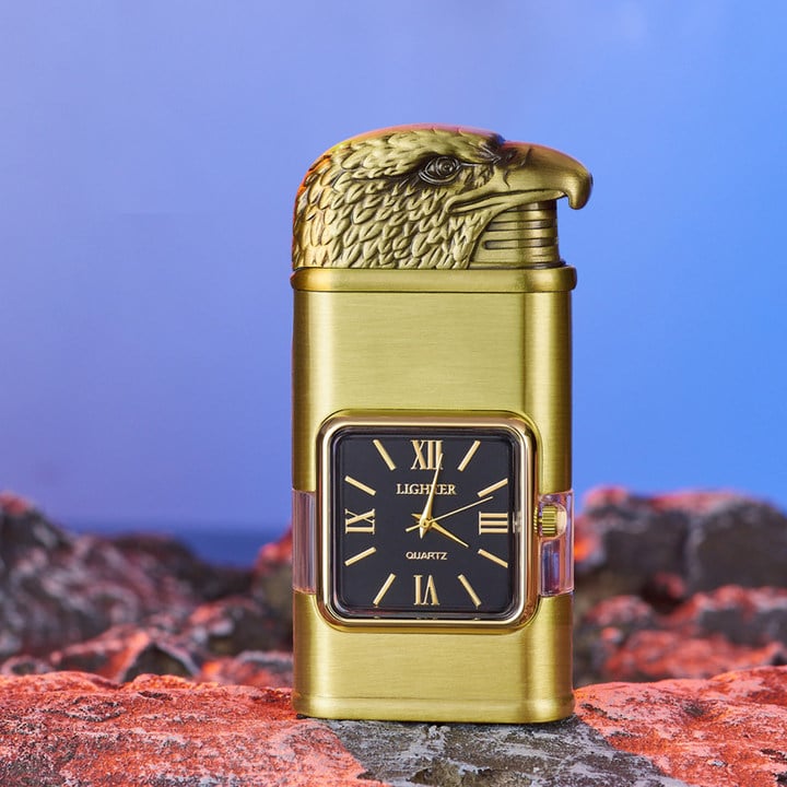 Decorative Lighter with Built-in Clock – Adjustable Flame and Luxury Pattern Selection | Sansoti